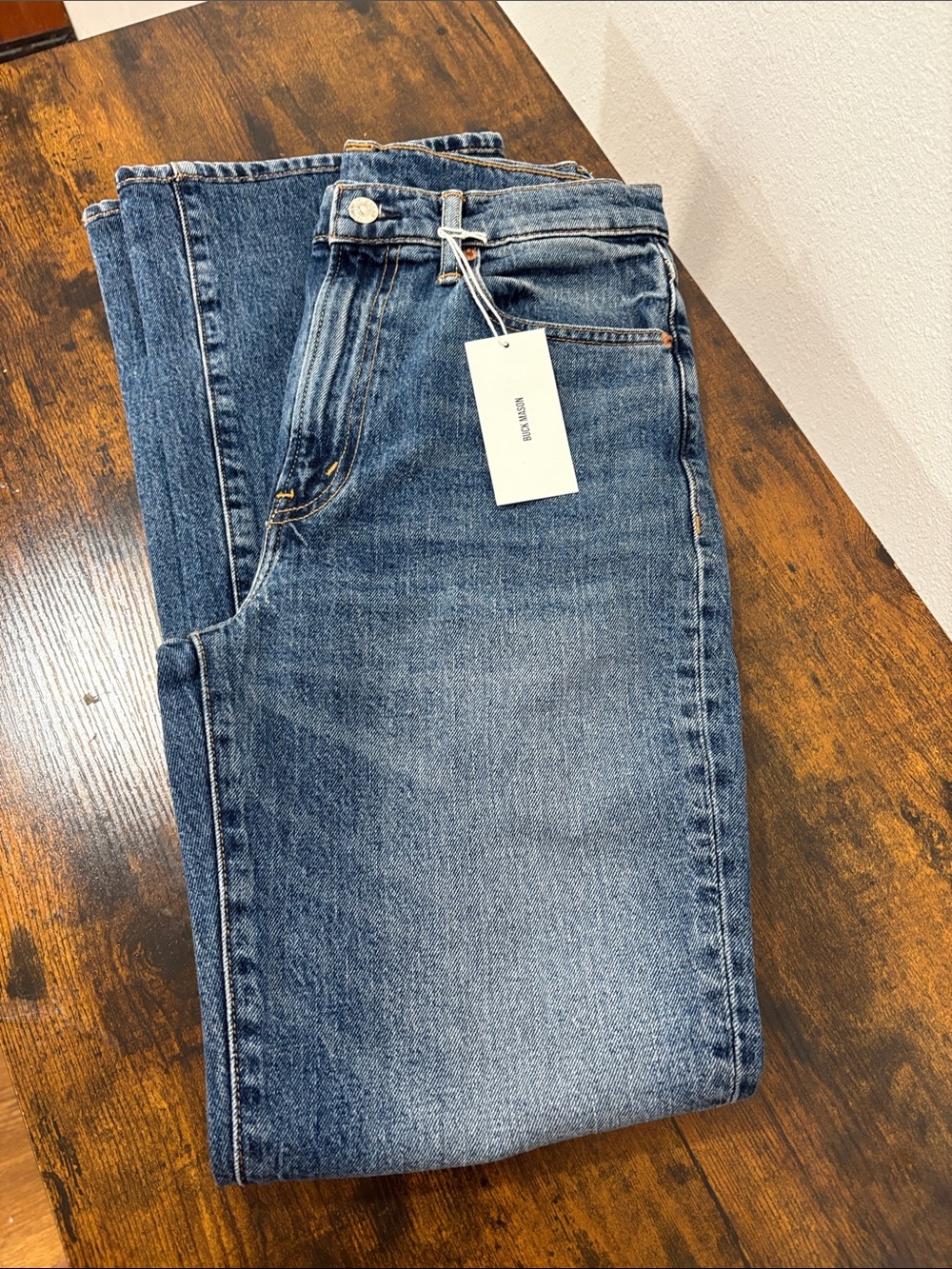 Buck Mason Women’s Roper Bootcut Jeans Blue Denim Size 26 Retail $208
